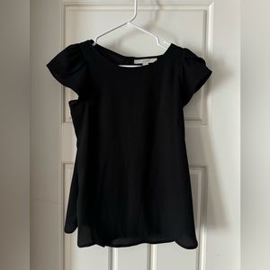 Loft flutter sleeve black blouse size xxs petite